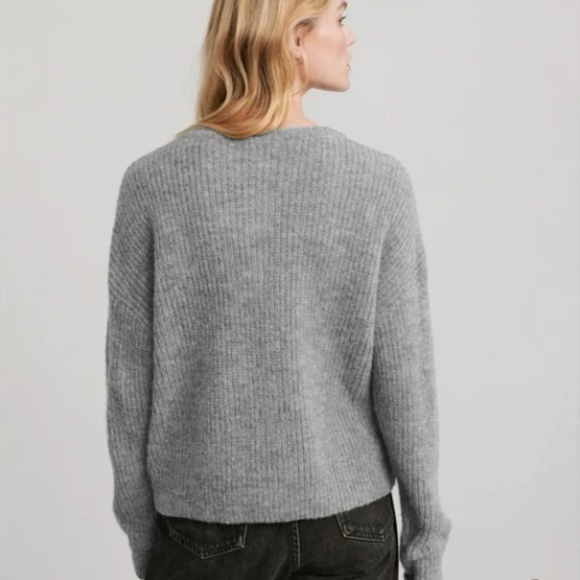 Jenni Kayne Hayes Crewneck Sweater Cardigan Grey Alpaca Wool Size Small S - Picture 3 of 13